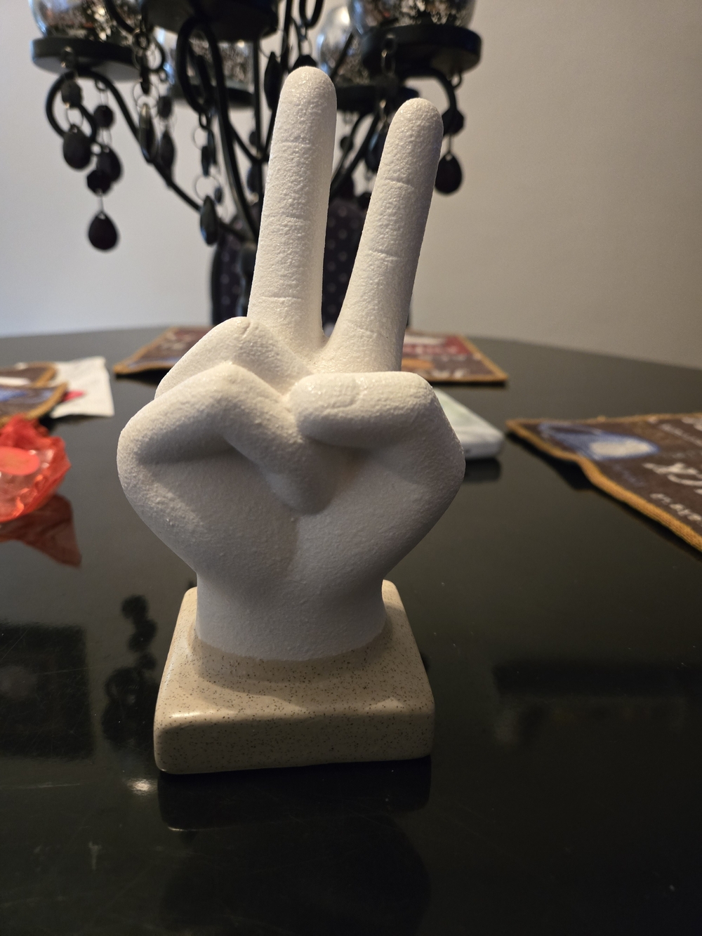 Source Unknown White Peace Hand Sculpture